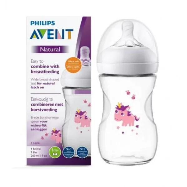 AVENT BIBERON NATUREL UNICORN 260ML