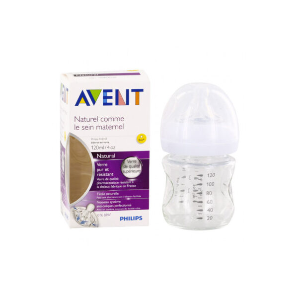 AVENT BIBERON NATURAL EN VERRE COMME LE SEIN MATERNEL 120ML REF SCF051/17