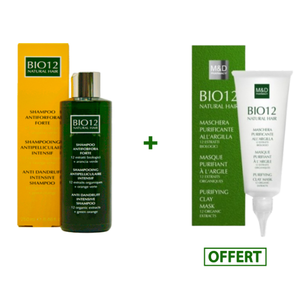 M&D BIO 12 PACK SHAMPOOING INTENSIF ANTI-PELLICULAIRE 250ML + BIO12 MASQUE PURIFIANT A L’ARGILE 75ML