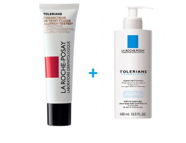 LA ROCHE POSAY TOLERIANE CORRECTEUR DE TEINT FLUID N11 BEIGE CLAIR 30ML + TOLERIANE DERMO NETTOYANT 400ML