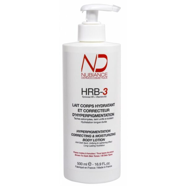 NUBIANCE LAIT CORPS HYDRATANT ET CORRECTEUR D’HYPERPIGMENTATION HRB-3 500ML