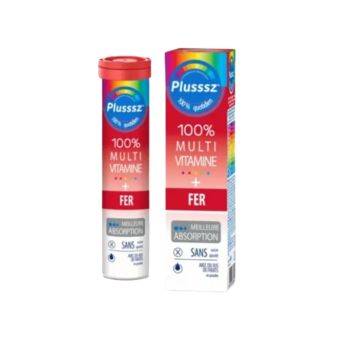 PLUSSSZ MULTI VITAMINE + FER GOUT ORANGE CERISE 820 COMP